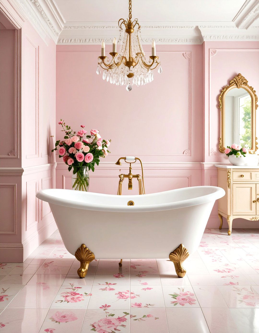 Pink Tile Victorian Romance Bathroom - 20 Pink Tile Bathroom Ideas