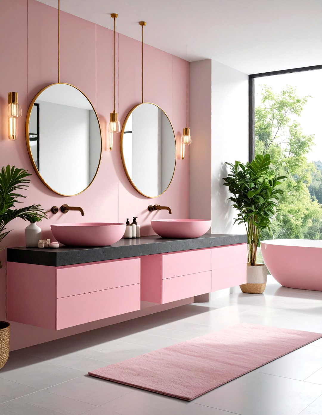 Pink and Black Contemporary Bathroom - 20 Pink and Black Bathroom Ideas