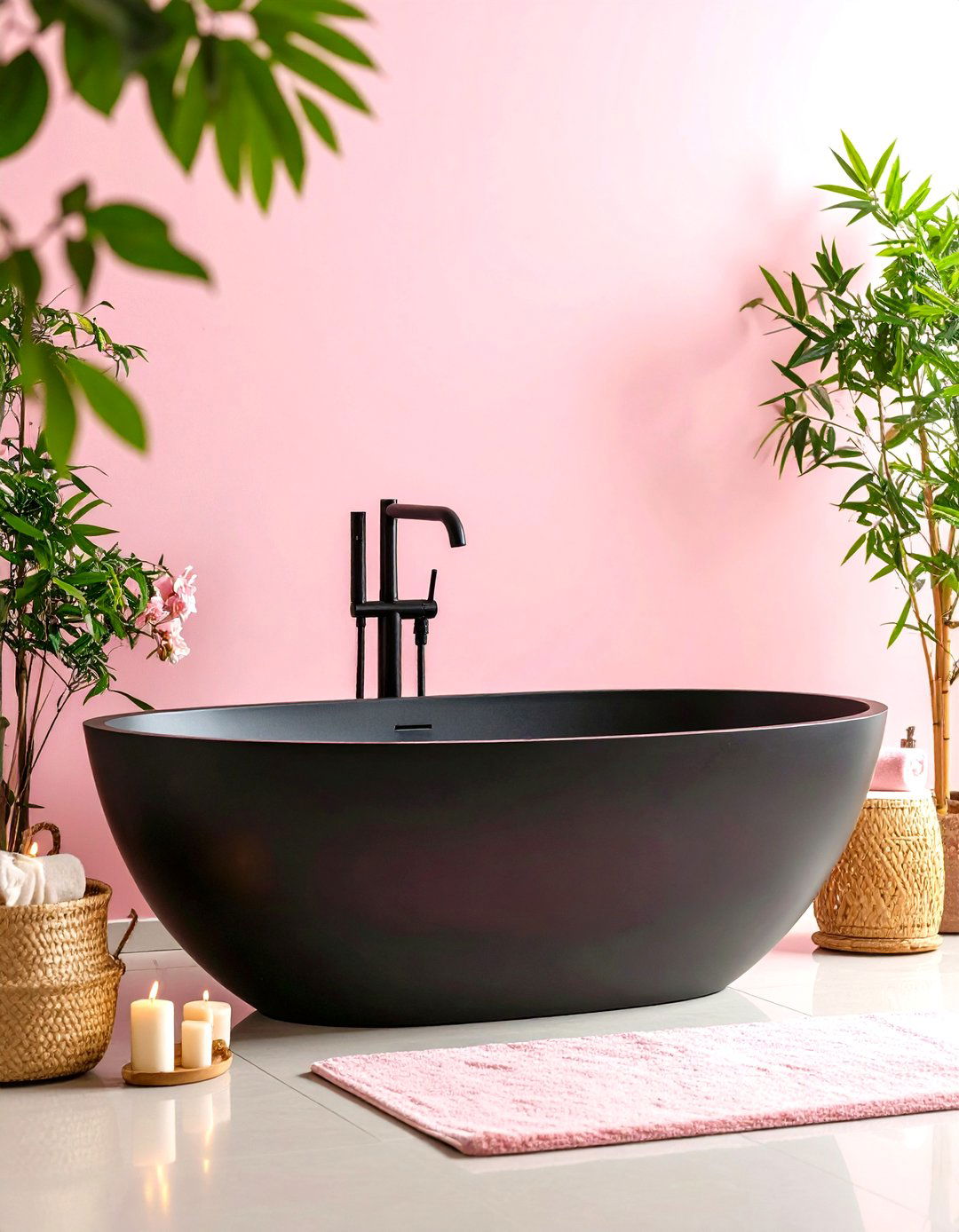 Pink and Black Spa Inspired Bathroom - 20 Pink and Black Bathroom Ideas