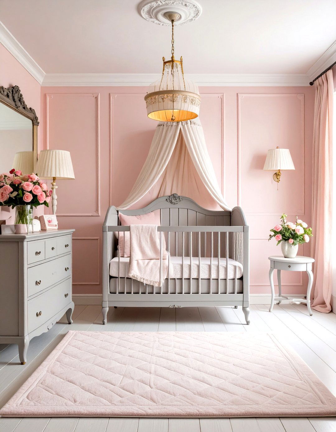 Pink and Gray Vintage Nursery - 20 Vintage Nursery Ideas