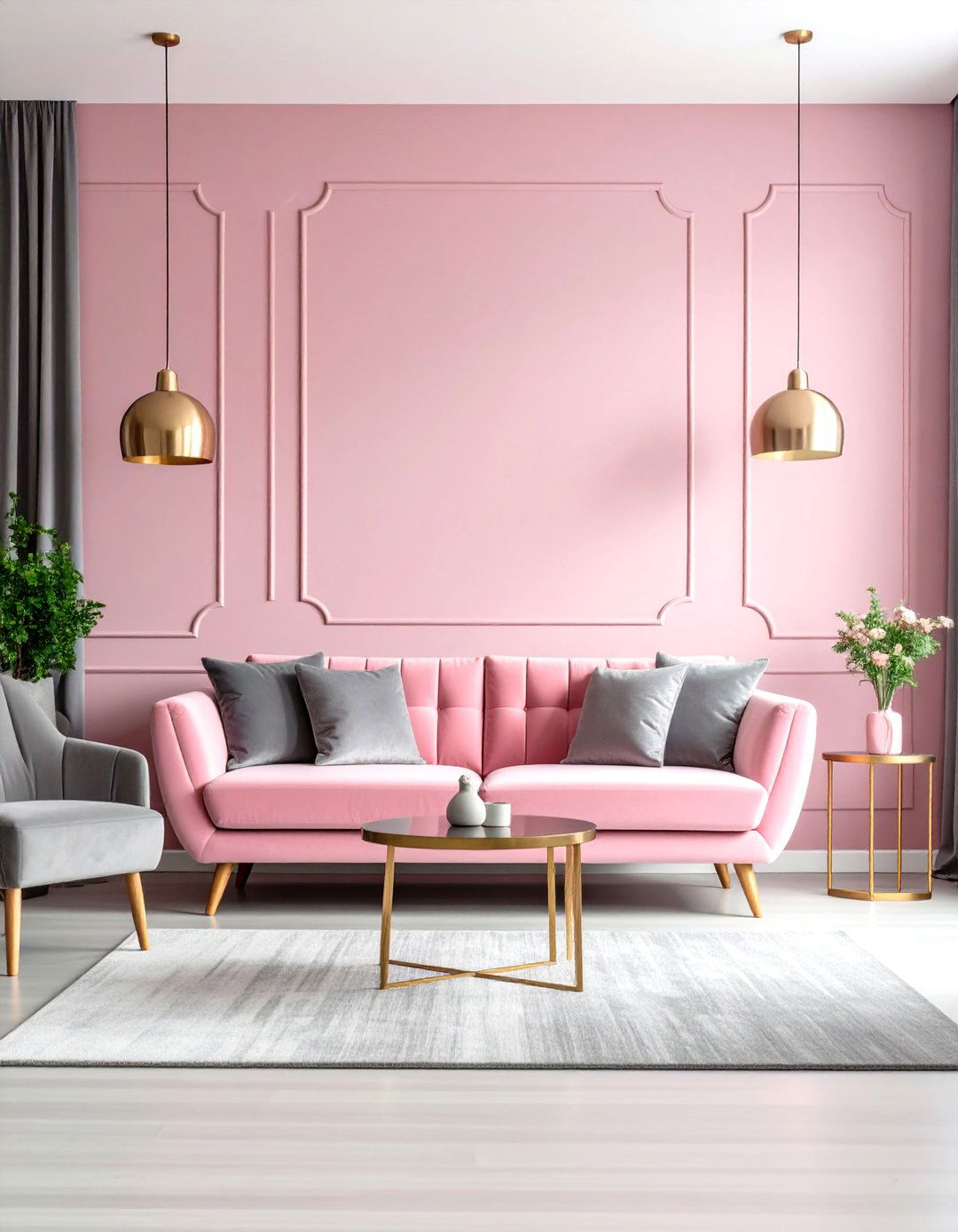 Pink and Gray - 20 Two Colour Combination for Living Room