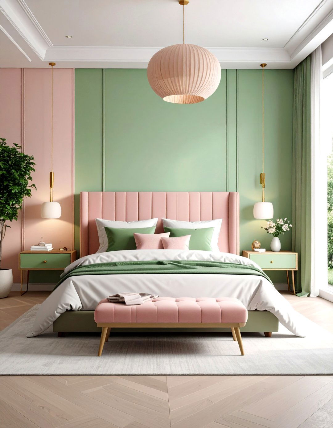 Pink and Green Bedroom with Contemporary Chic Style - 20 Pink and Green Bedroom Ideas