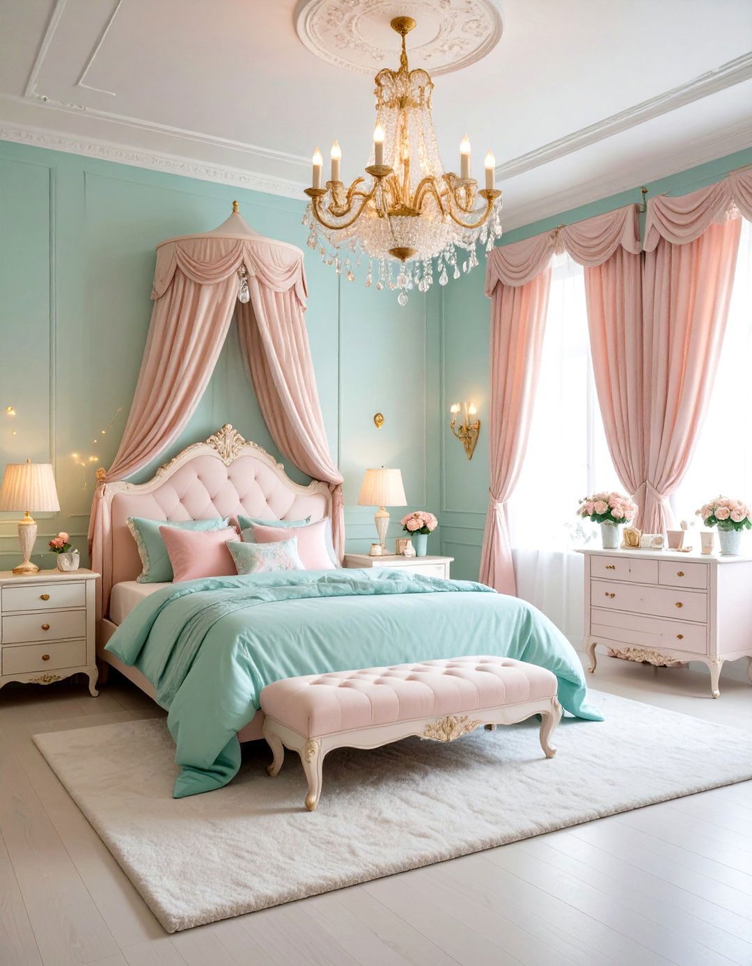 Pink and Green Bedroom with Princess Fairy Tale Theme - 20 Pink and Green Bedroom Ideas