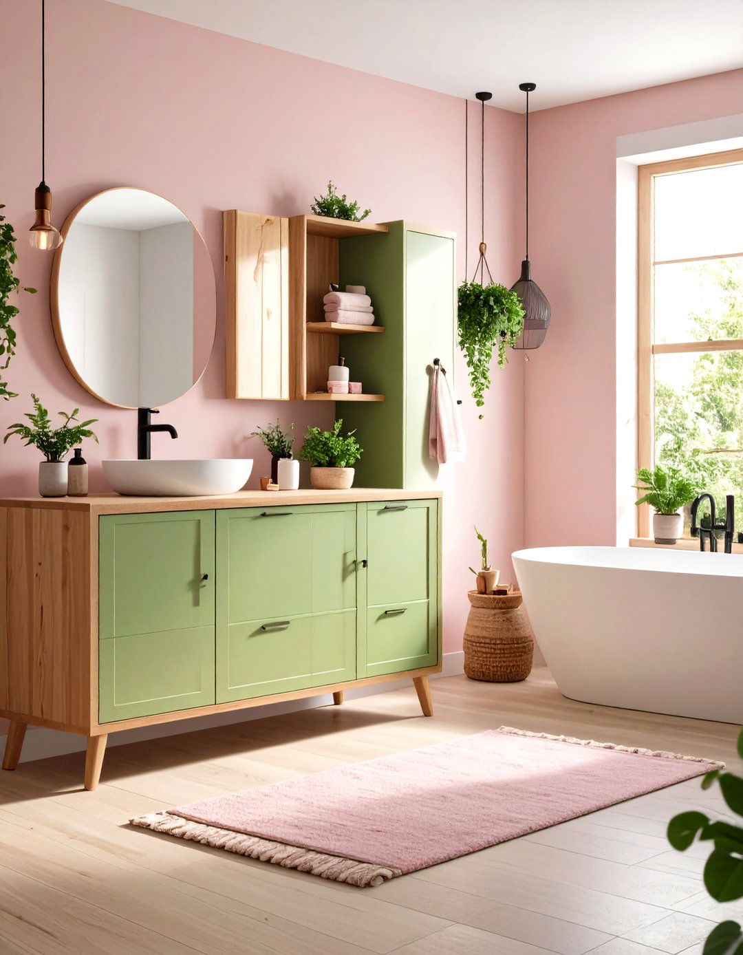 Pink and Green Scandinavian Bathroom Design - 20 Pink and Green Bathroom Design Ideas