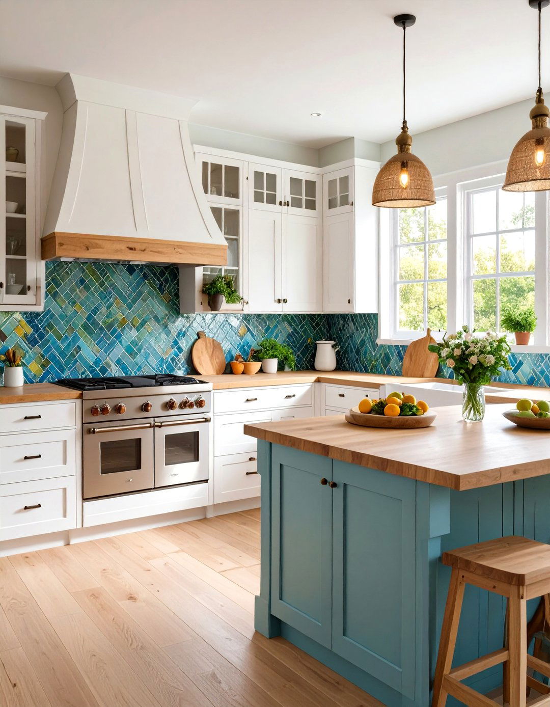 Pink and Navy Colorful Kitchen Combination - 20 Colorful Kitchen Ideas