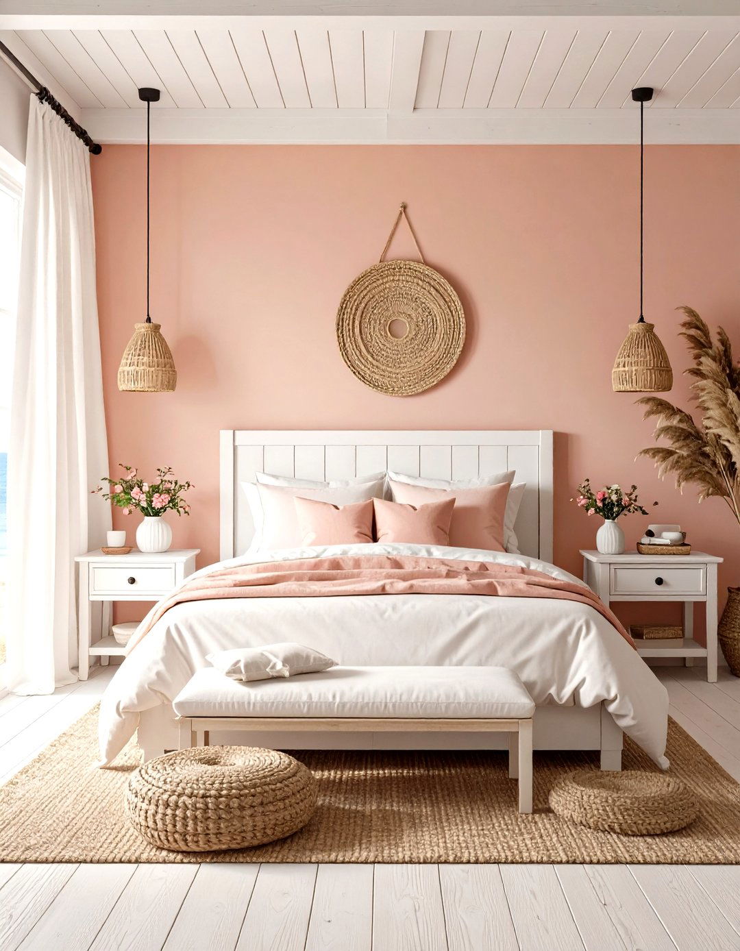 Pink and White Bedroom Coastal Cottage - 20 Pink and White Bedroom Ideas