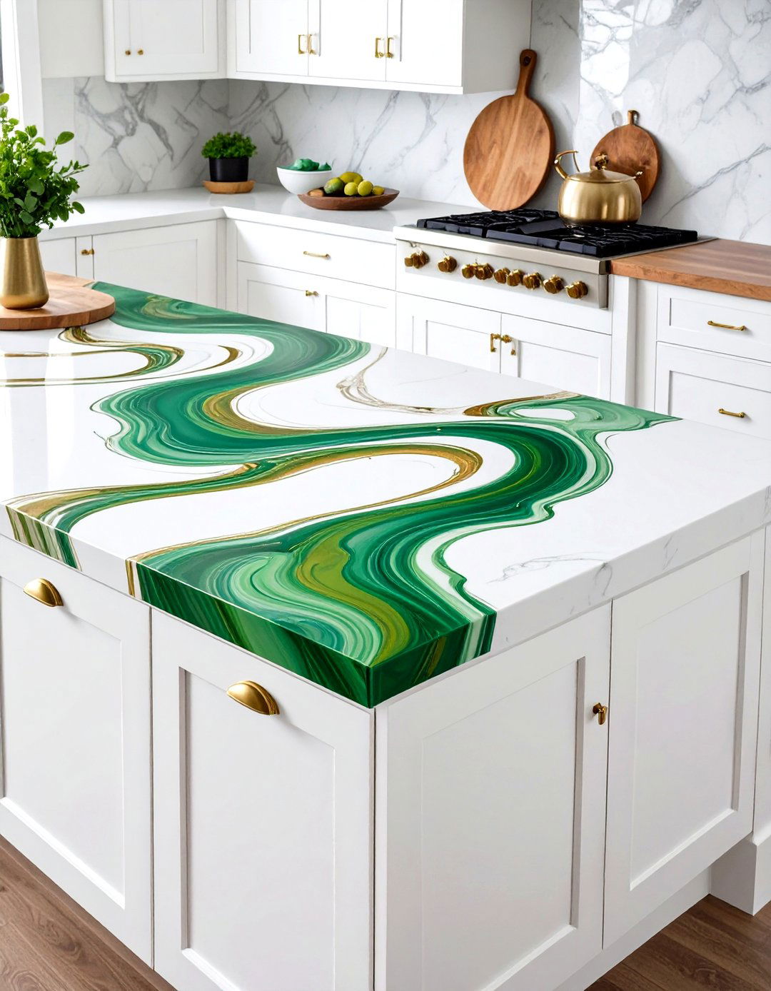Pistachio Epoxy Resin DIY Countertop - 20 Kitchen With Green Countertops Ideas