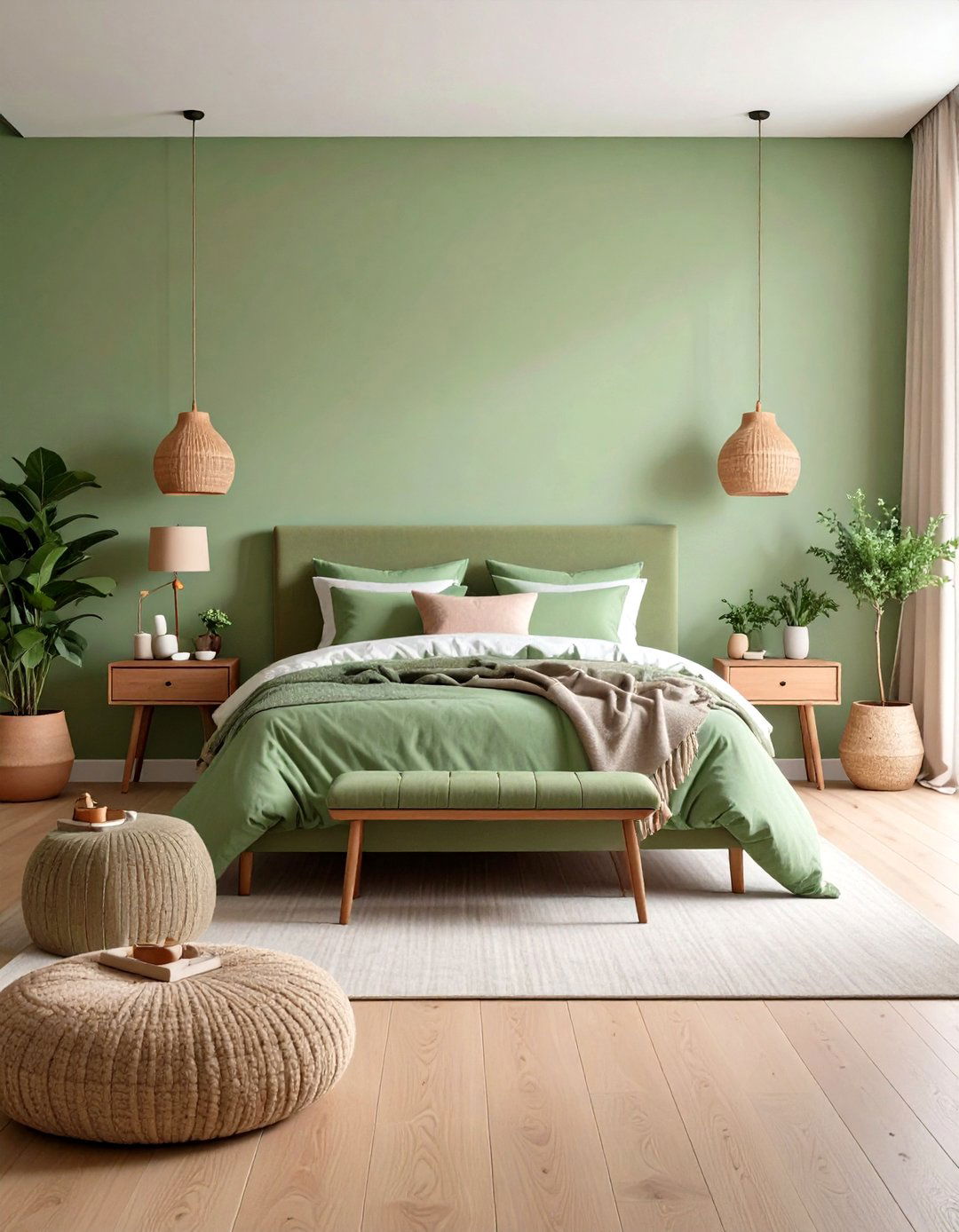 Pistachio Green Bedroom with Terrazzo and Pastel Pops - 20 Green Bedroom Ideas