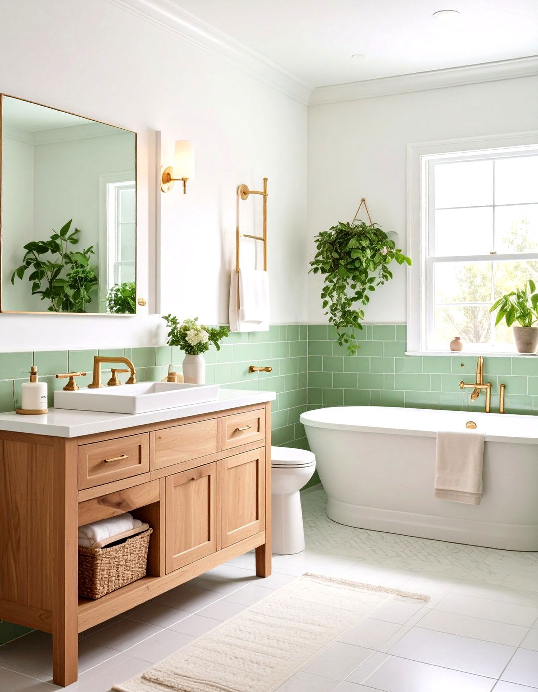 Pistachio Green Tile Bathroom Small Space Brightener - 20 Green Tile Bathroom Ideas