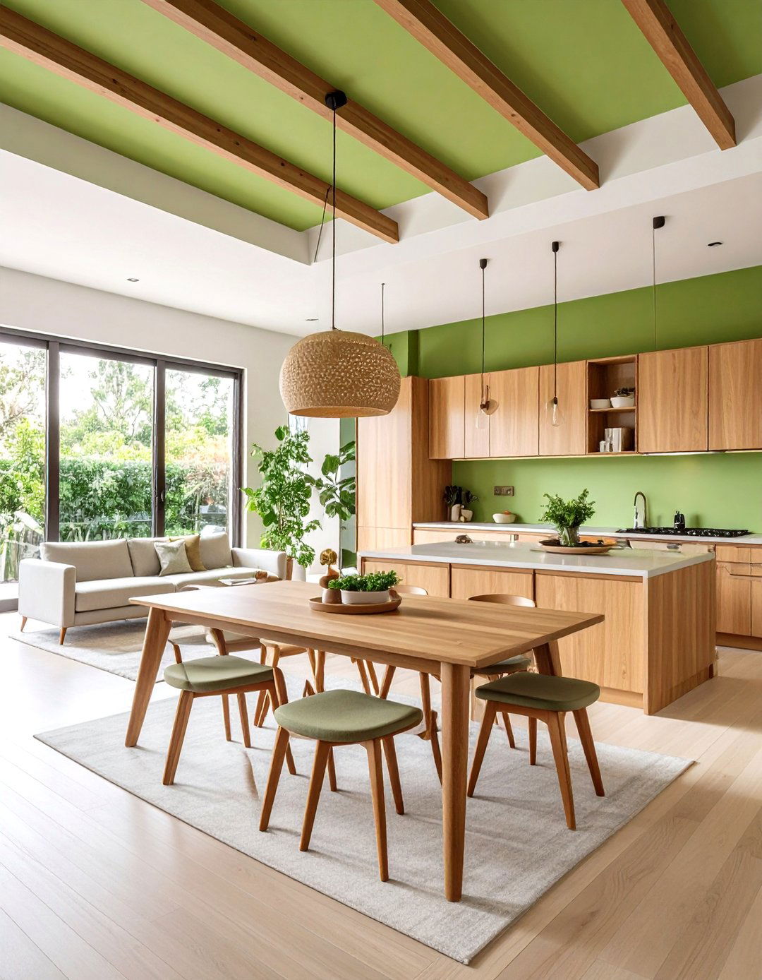 Pistachio Mid Century Ceiling Wrap for Open Plan Spaces - 20 Green Ceiling Ideas