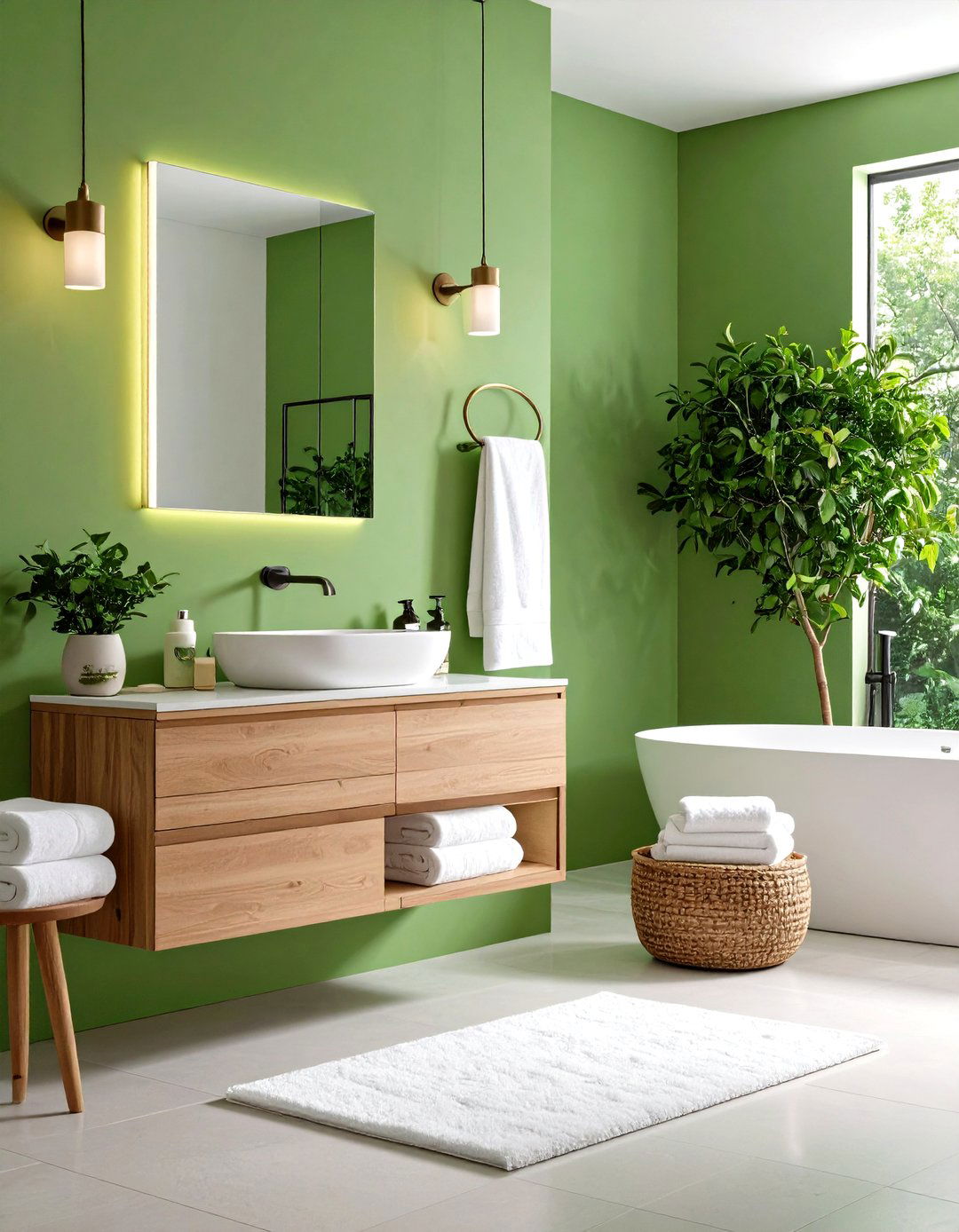 Pistachio Paint Evokes Spa Serenity - 20 Green Bathroom Ideas