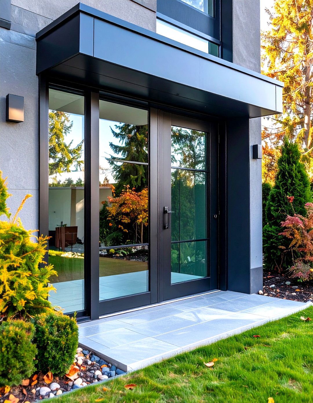 Pivot Style Glass Front Doors Create a Dramatic Swing - 20 Glass Front Doors Ideas