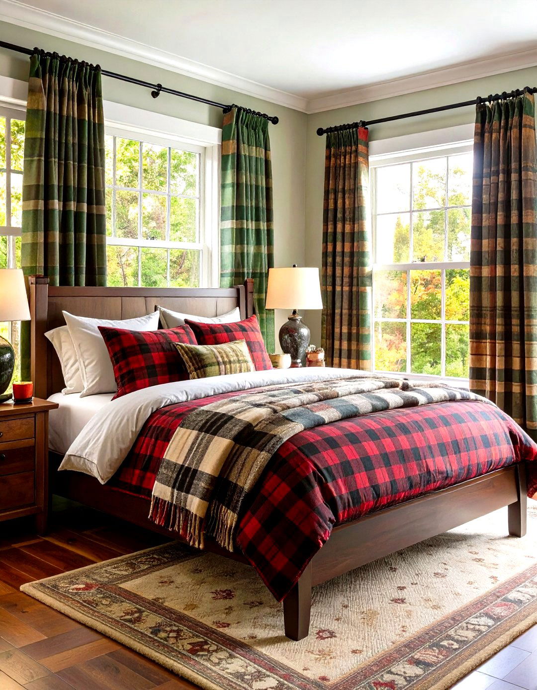 Plaid Pattern Hunting Bedroom Textiles - 20 Hunting Bedroom Ideas