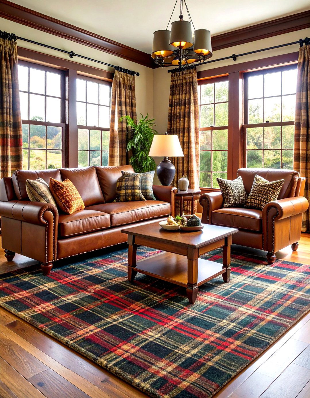 Plaid Pattern Trend on Grey Carpet - 20 grey carpet living room ideas