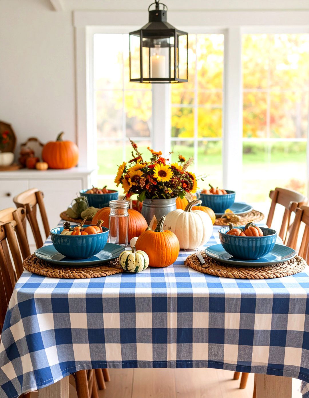 Plaid Pumpkin Farmhouse Thanksgiving Table Decor - 20 thanksgiving table decor ideas