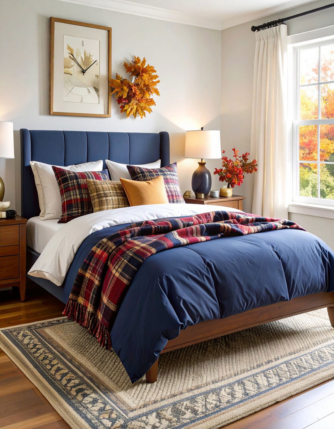 Plaid and Herringbone Throws for Fall Bedroom Decor - 20 Fall Bedroom Decor Ideas
