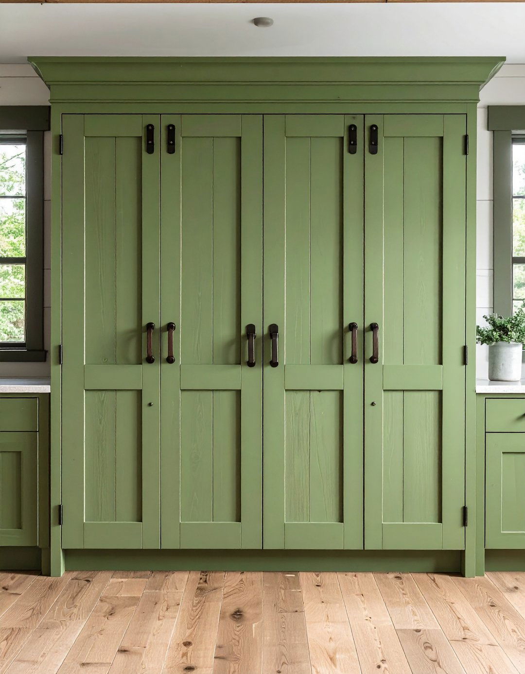 Plank Style Sage Green Cabinet Doors - 20 Rustic Sage Green Kitchen Cabinets
