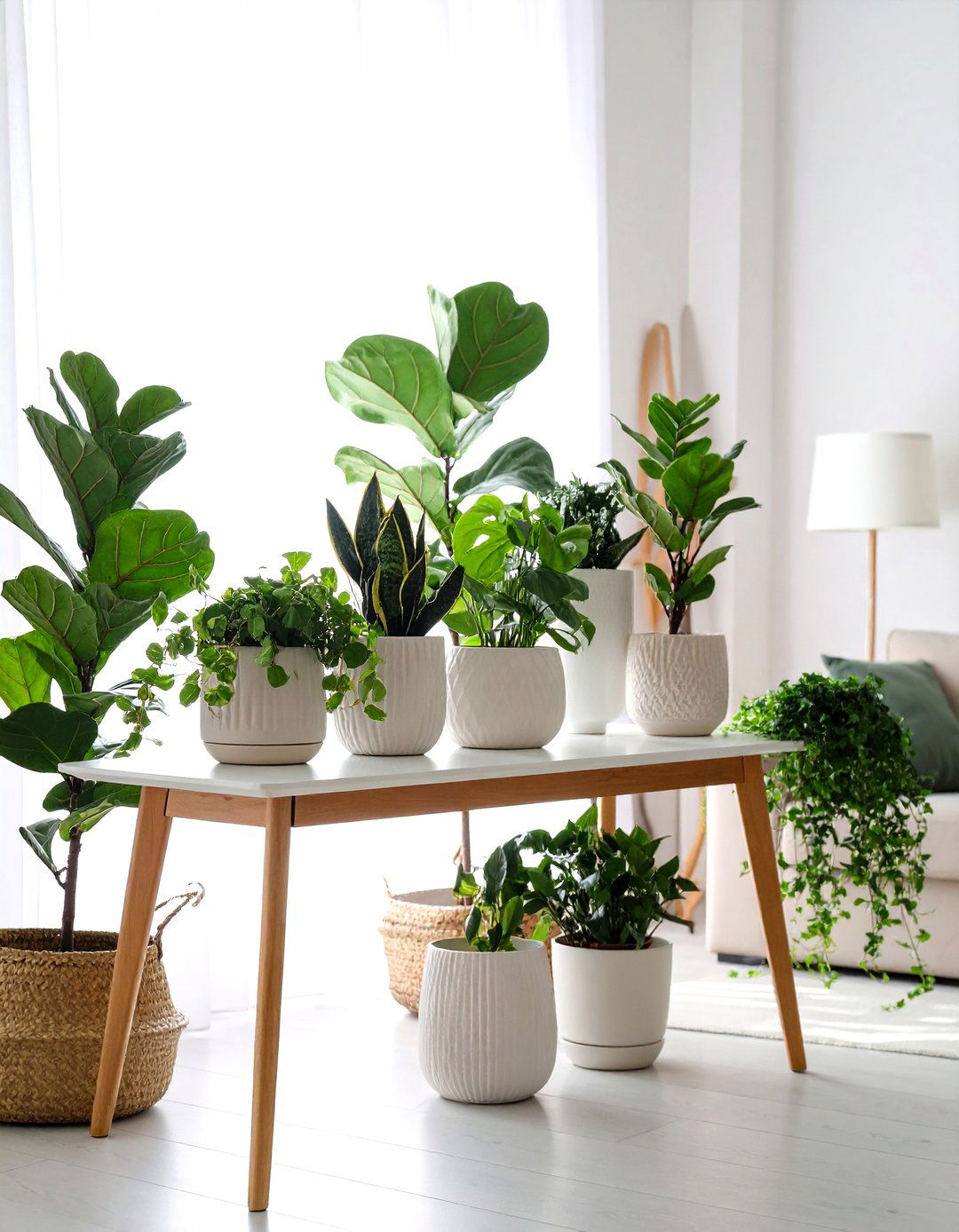 Plant Focused Console Table Indoor Garden Display - 20 Console Table Decor Ideas