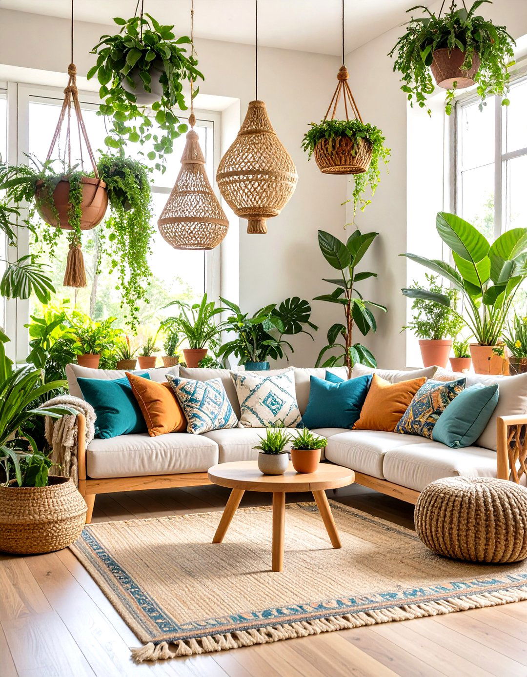 Plant Jungle Boho Living Room Oasis - 20 Colorful Boho Living Room Ideas