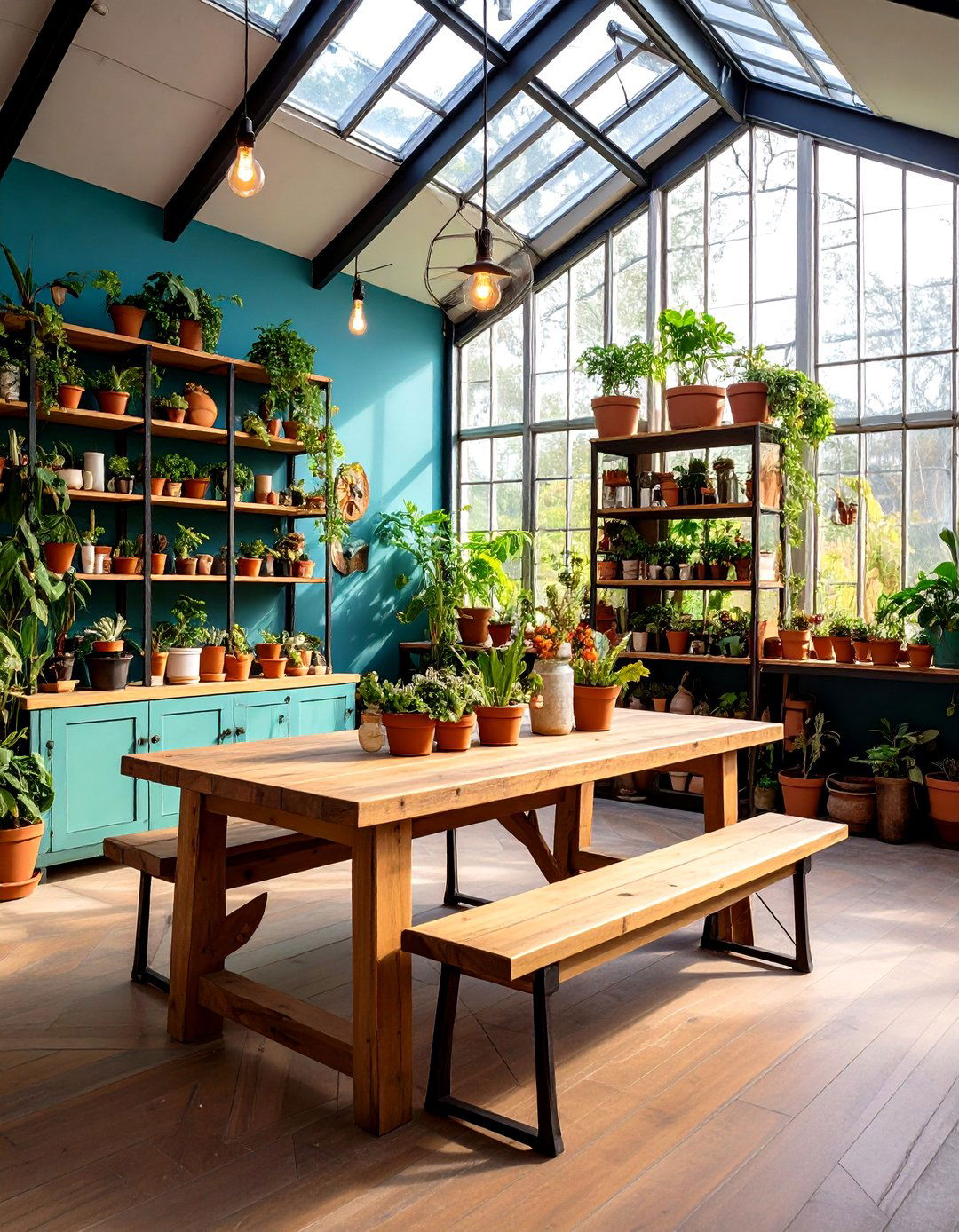 Plant NurseryInspired Display in the Dining Room - 20 Greenhouse Dining Room Ideas