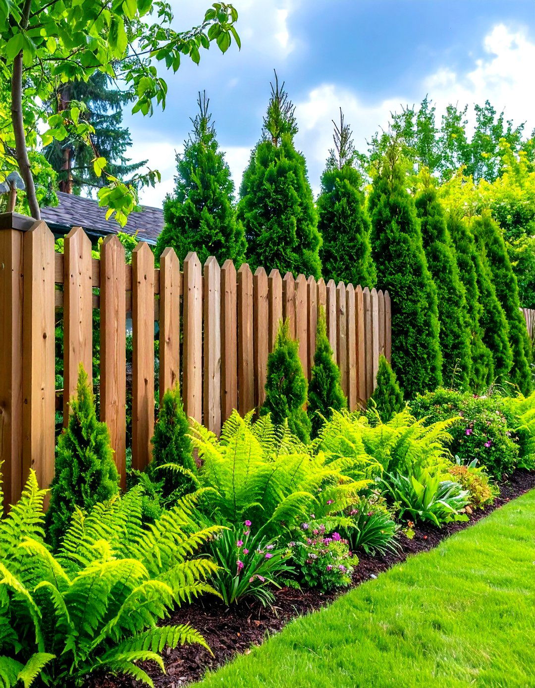 Plant an Arborvitae Screen - 20 Simple Fence Line Landscaping Ideas