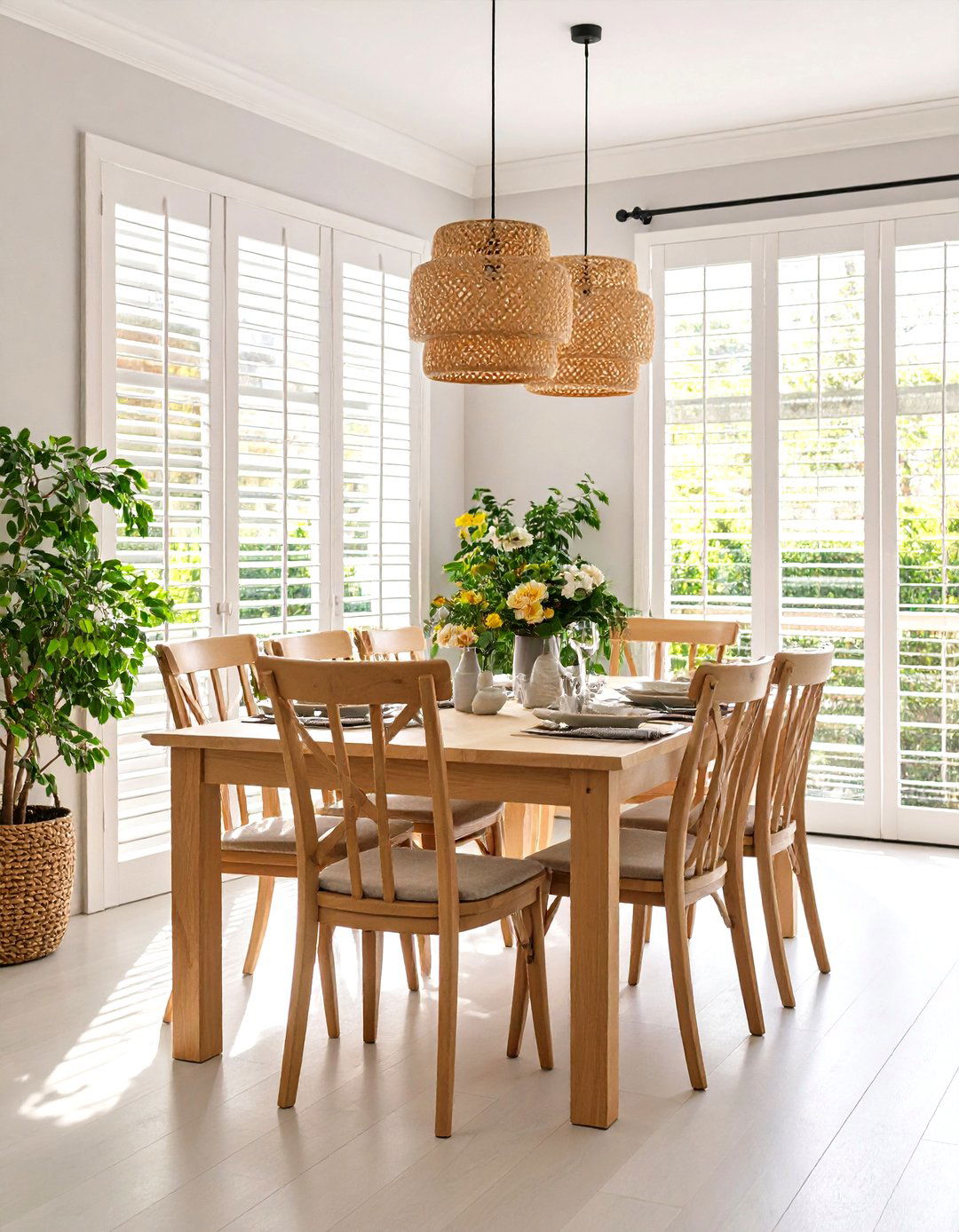 Plantation Window Shutters Offer Structured Serenity - 20 Dining Room Window Treatments