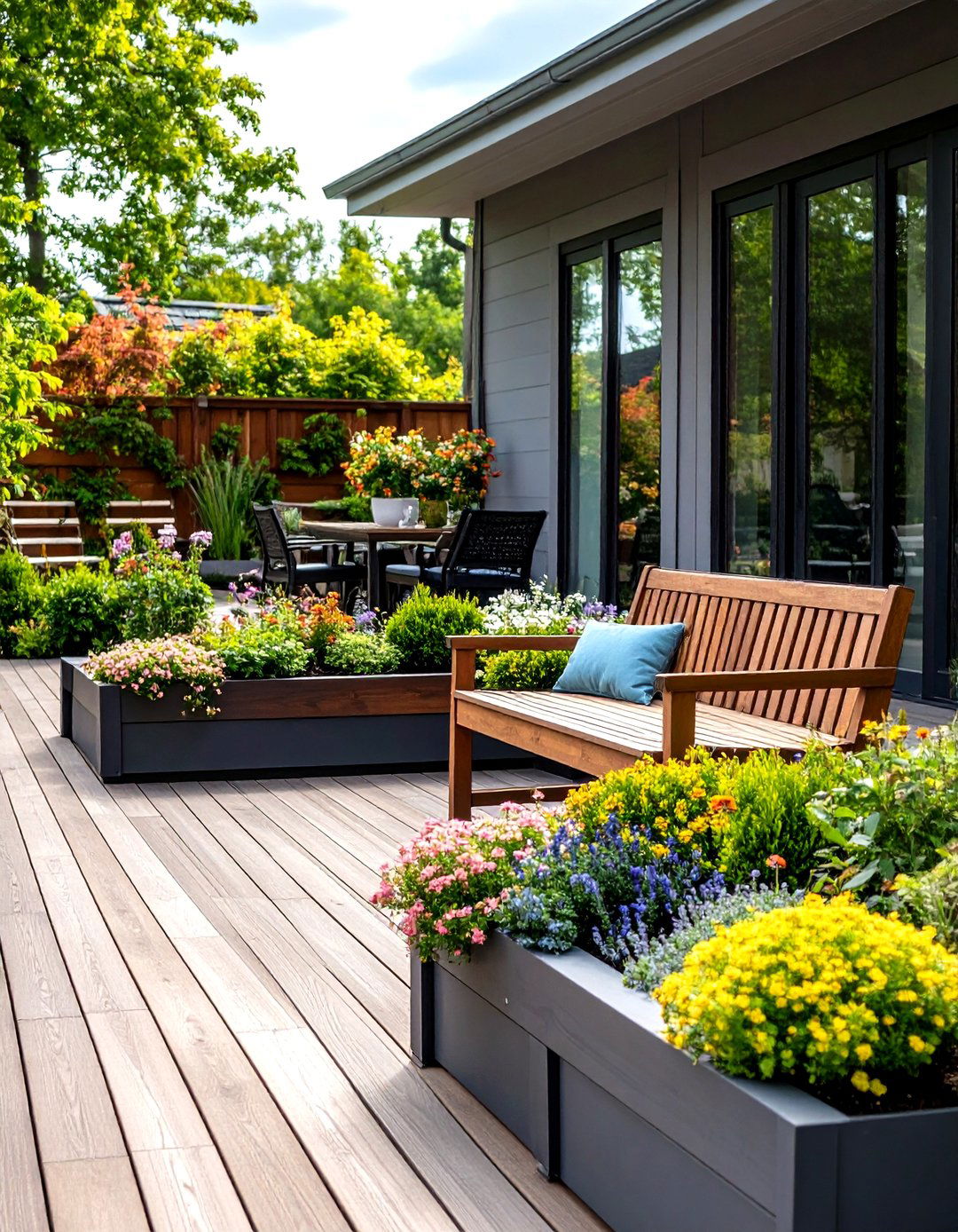 Planter Bench Seating to Green the Deck - 20 Deck Decorating Ideas With Plant