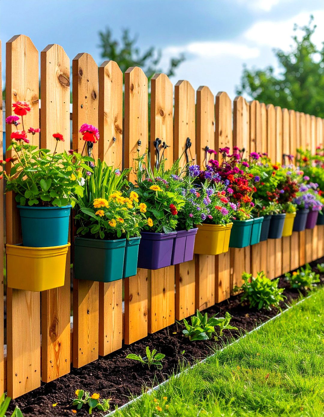 Planter Integrated Front Yard Fence - 20 Front Yard Fence Ideas