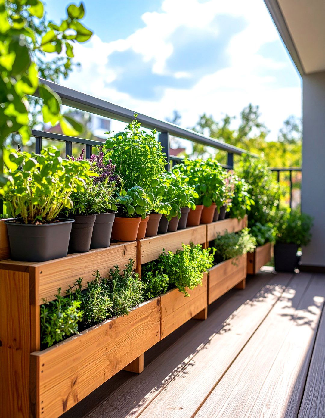 Planter Wall of Dog Safe Herbs - 20 Dog Balcony Ideas