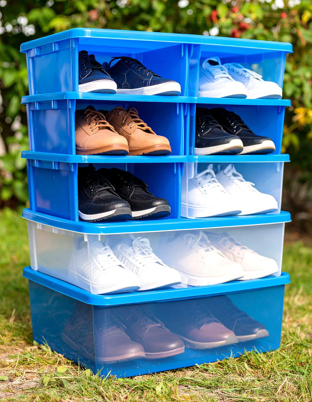 Plastic Stackable Outdoor Shoe Storage Bins - 20 Outdoor Shoe Storage Ideas
