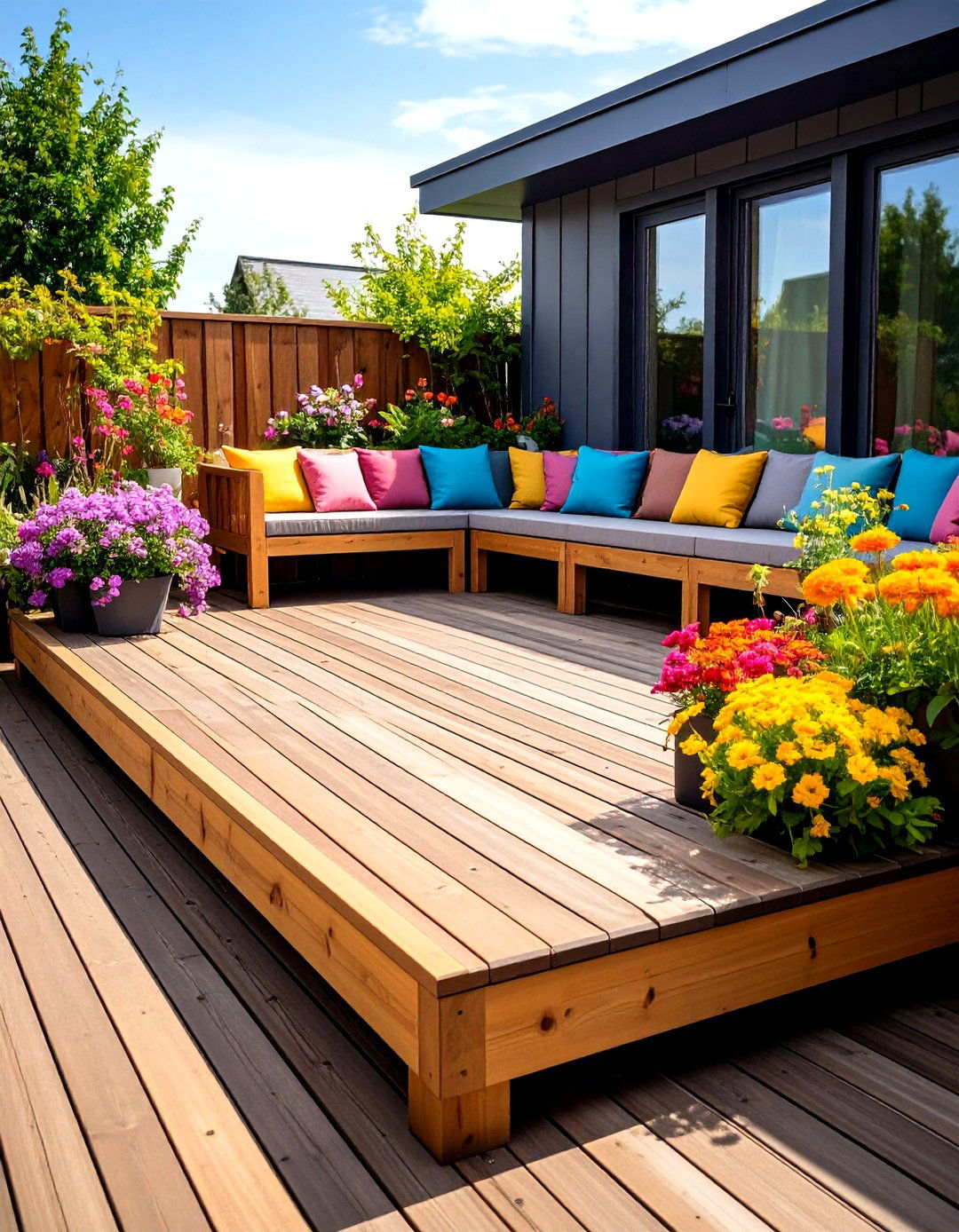 Platform Deck with Built In Seating and Storage - 20 Platform Deck Ideas