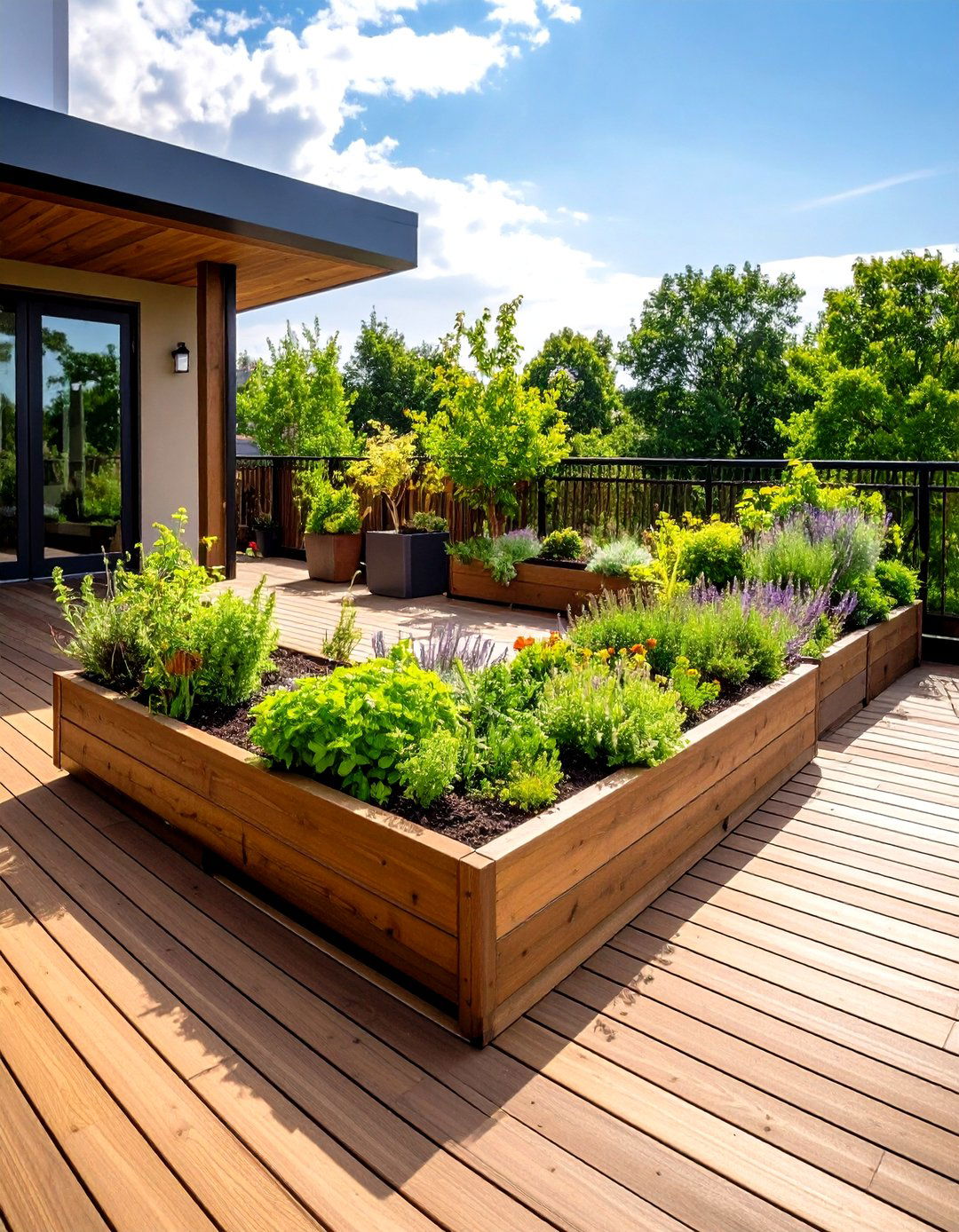 Platform Deck with Integrated Planters - 20 Platform Deck Ideas