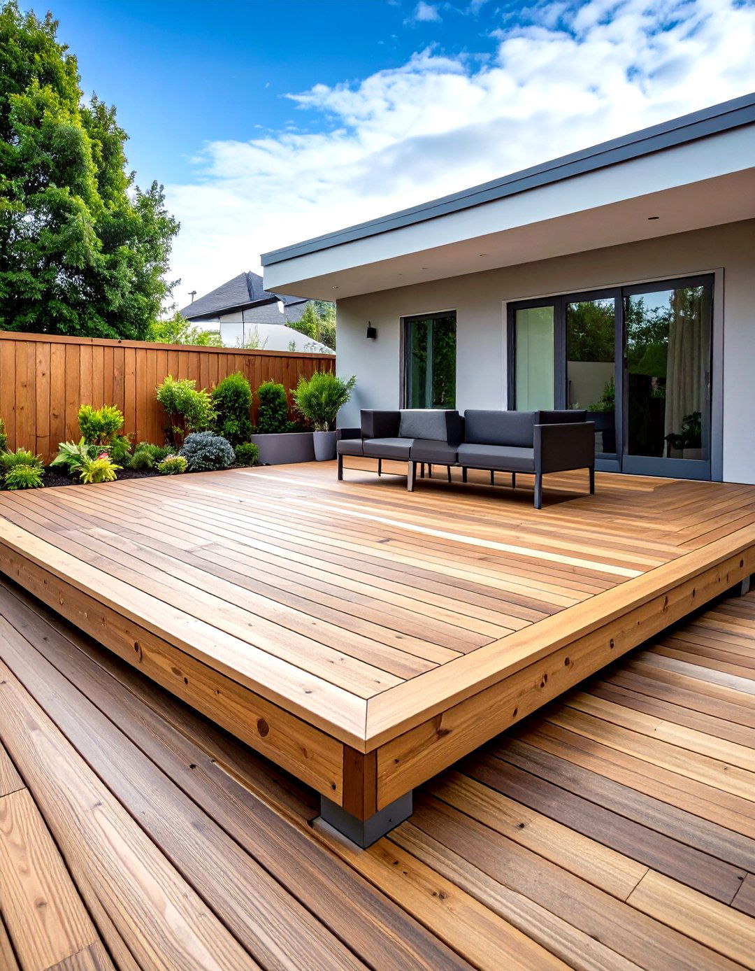 Platform Wood Deck for Ground Level Outdoor Rooms - 20 Wood Deck Ideas