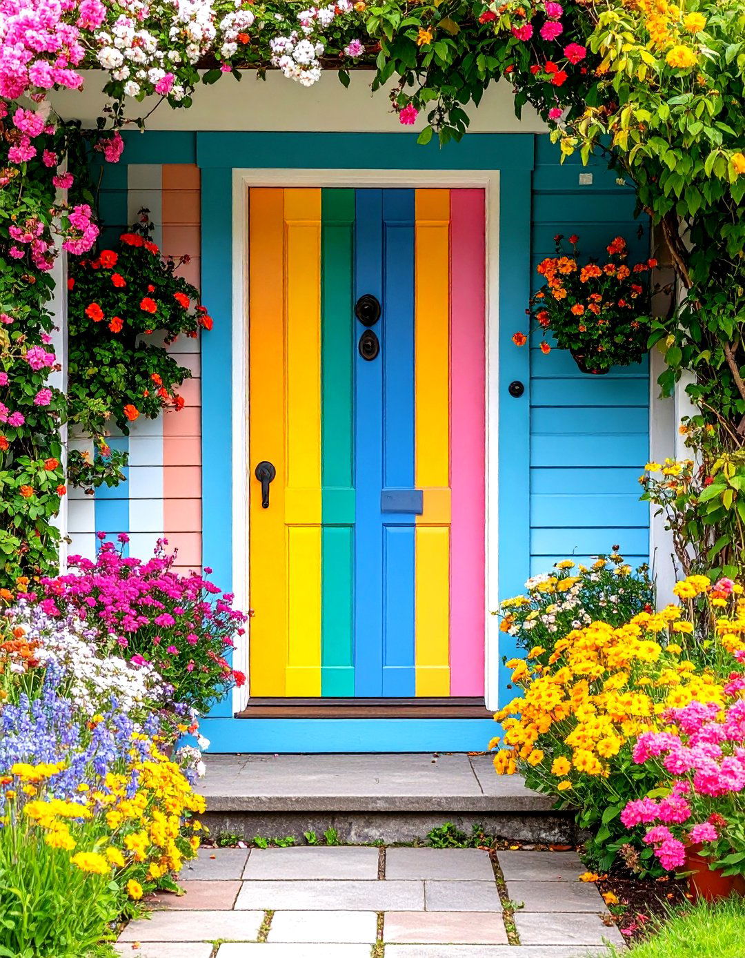 Playful Striped Door - 20 Door Painting Ideas