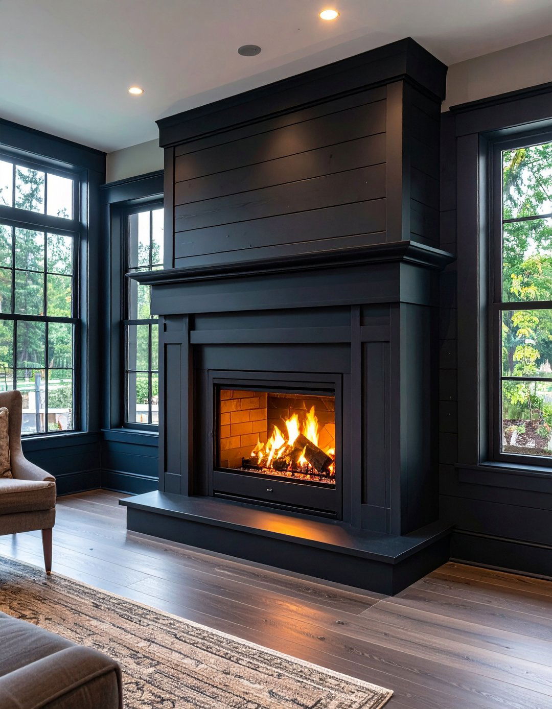 Playing with Sheen on a Black Shiplap Fireplace - 20 Black Shiplap Fireplace Ideas
