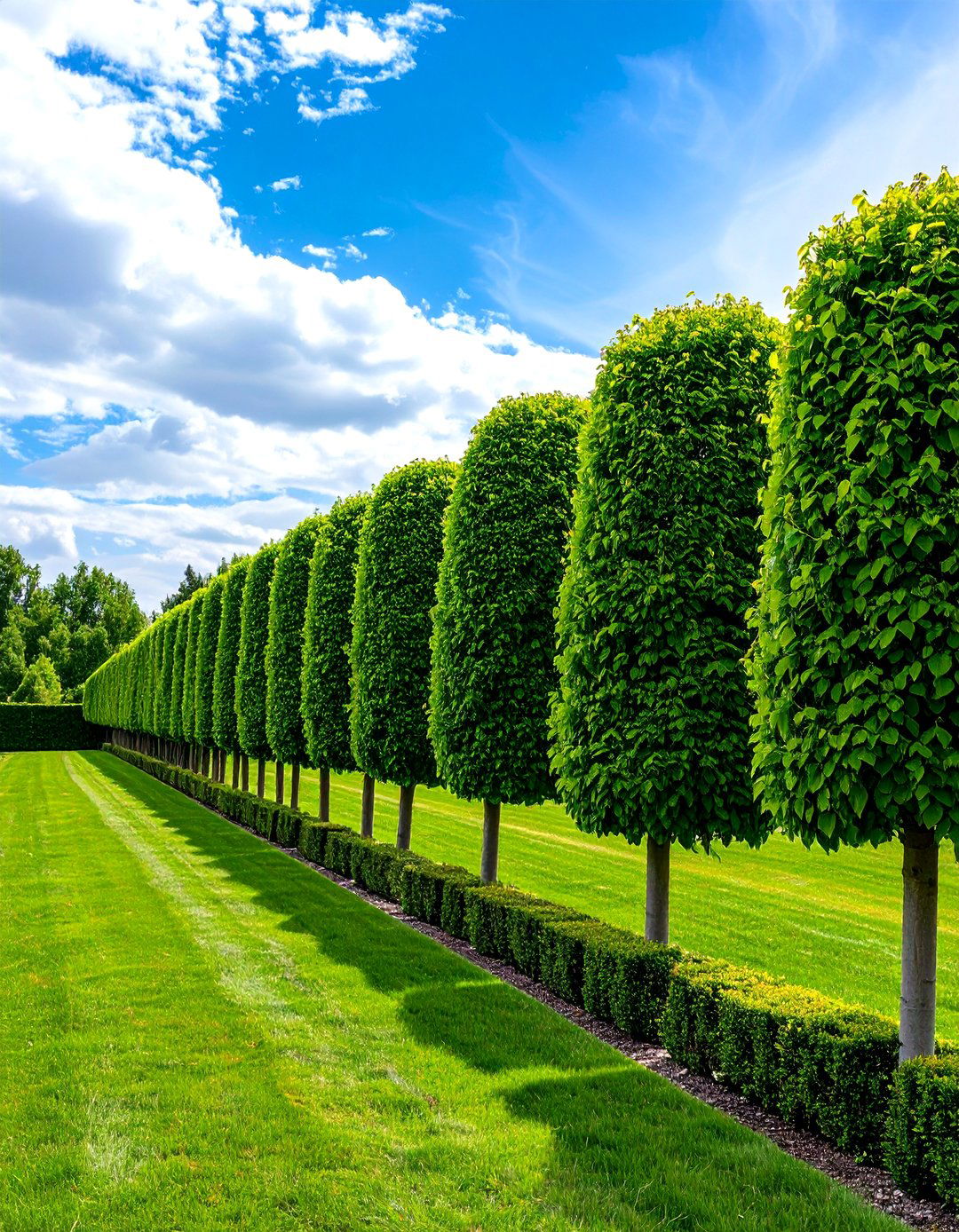 Pleached Tree Garden Divider - 20 Garden Divider Ideas