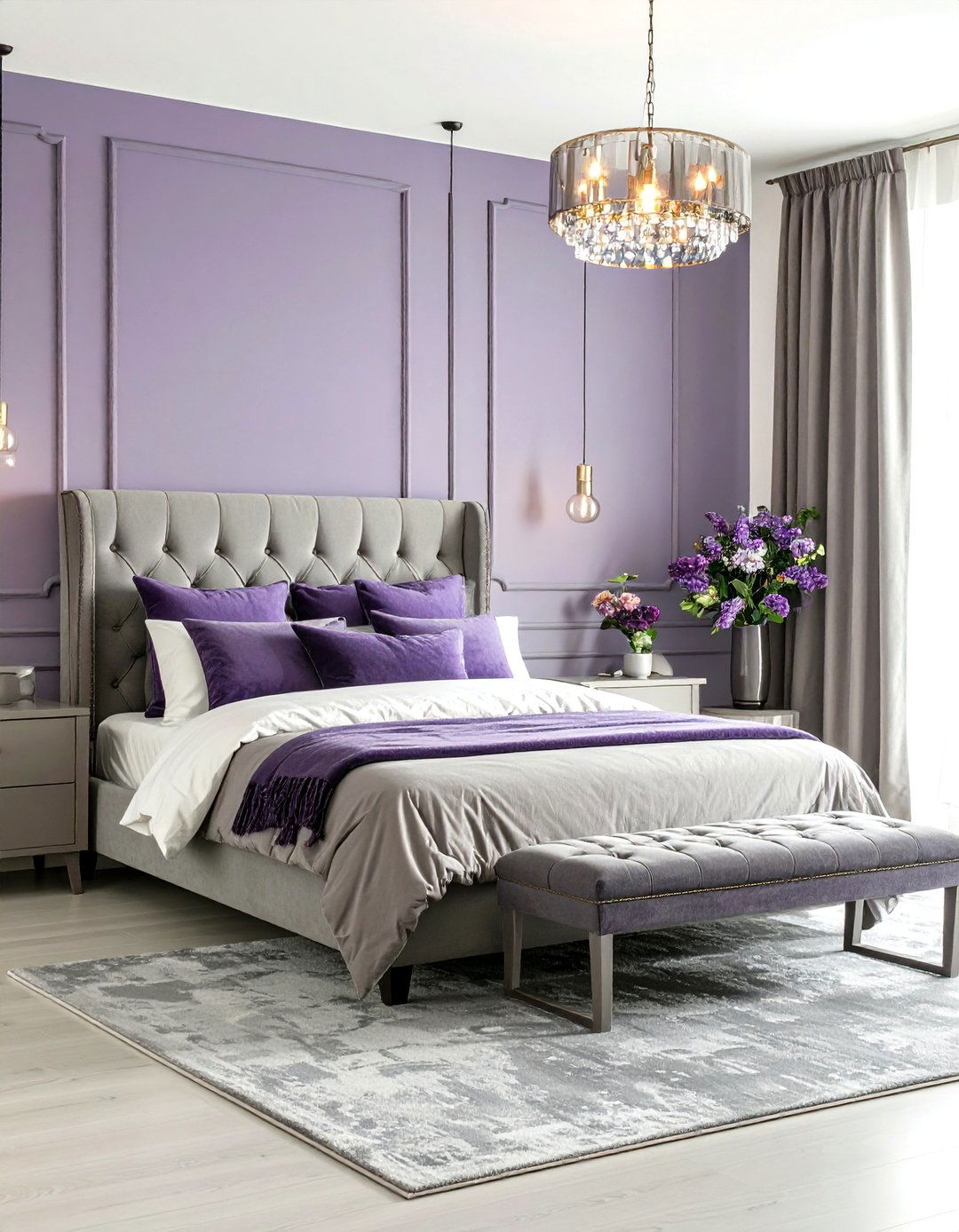 Plum Purple and Gray Sophisticated Retreat - 20 Blue and Purple Bedroom Ideas