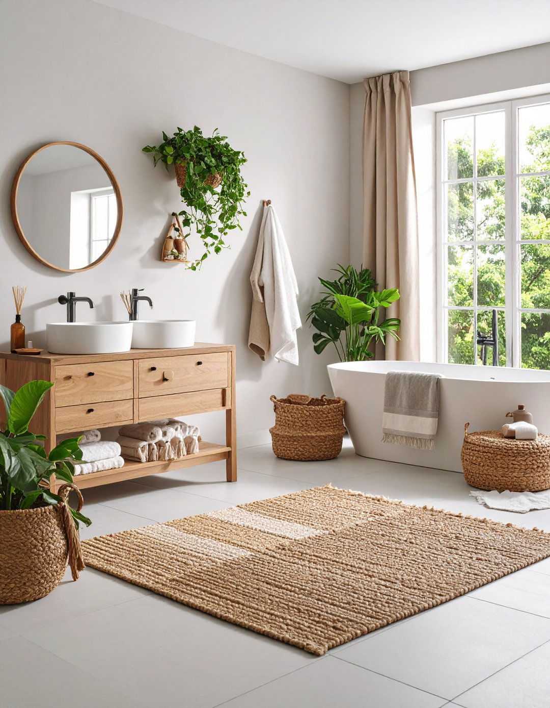 Plush Textiles and Rugs - 20 Scandinavian Bathroom Ideas
