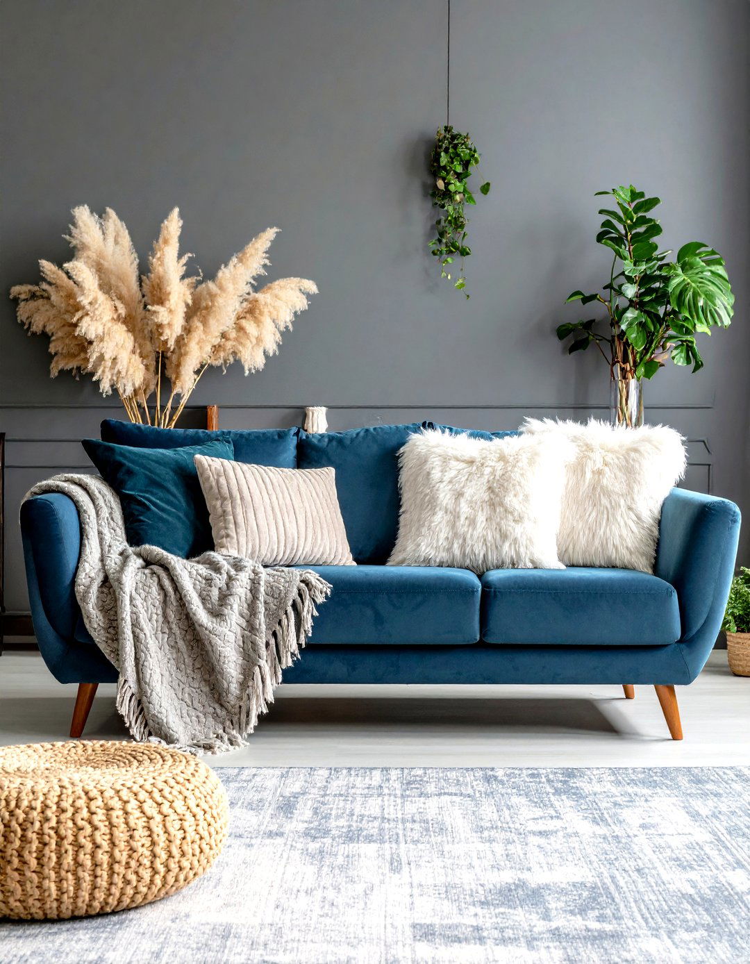 Plush Textures Add Living Room Comfort - 20 Dark Living Room Ideas