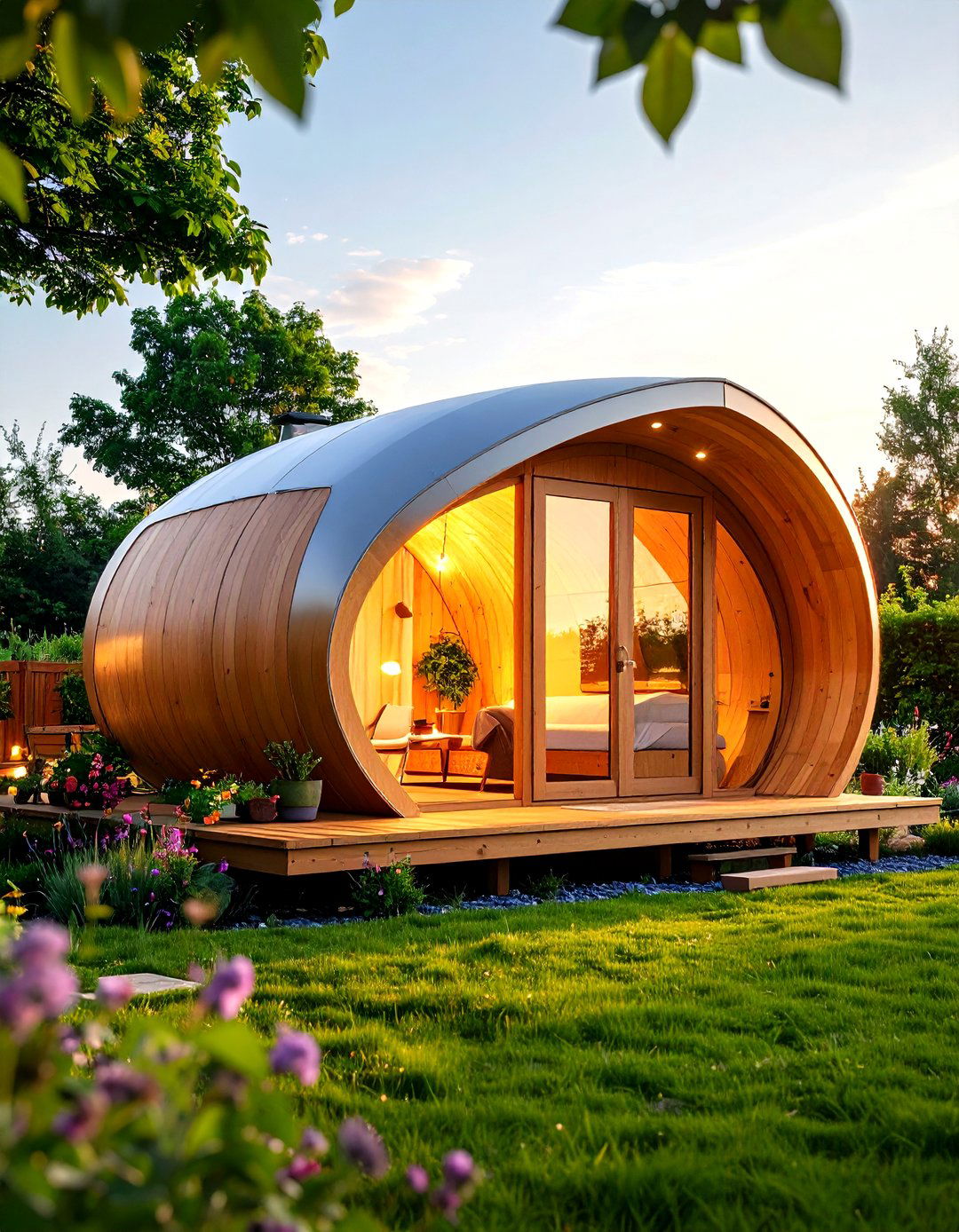 Pod Shaped Teardrop Outdoor Sauna - 20 Outdoor Sauna Ideas