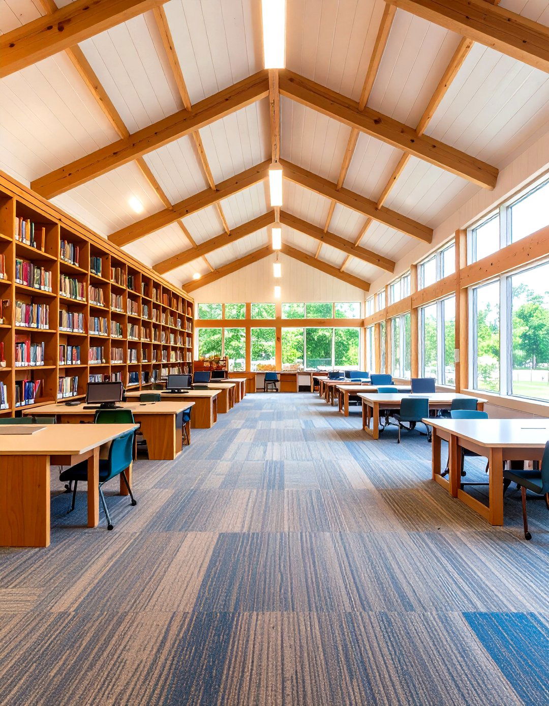 Pole Barn Library and Study Center - 20 Pole Barn Interior Ideas