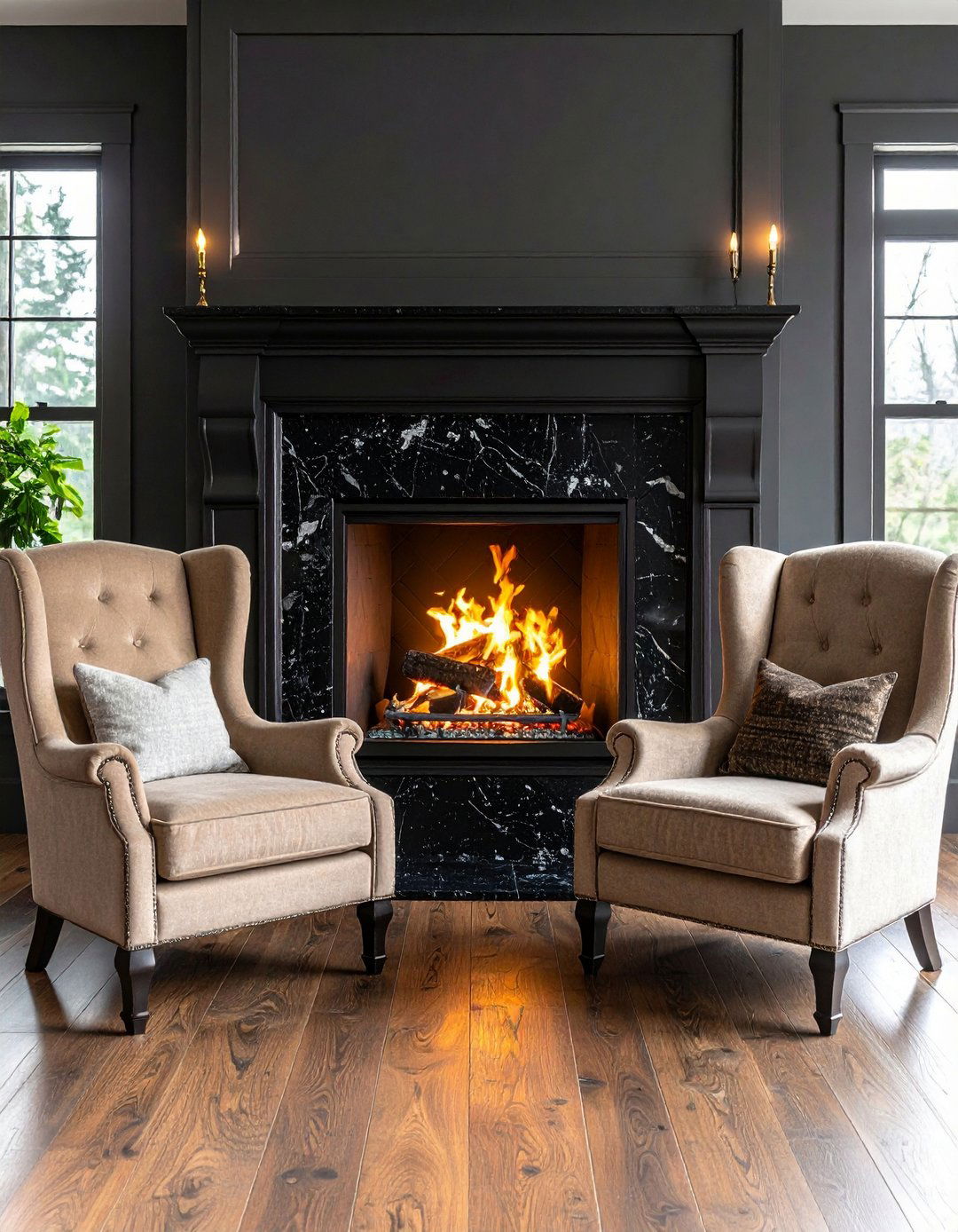 Polished Black Granite Channels Understated Luxury - 20 Black Stone Fireplace Ideas