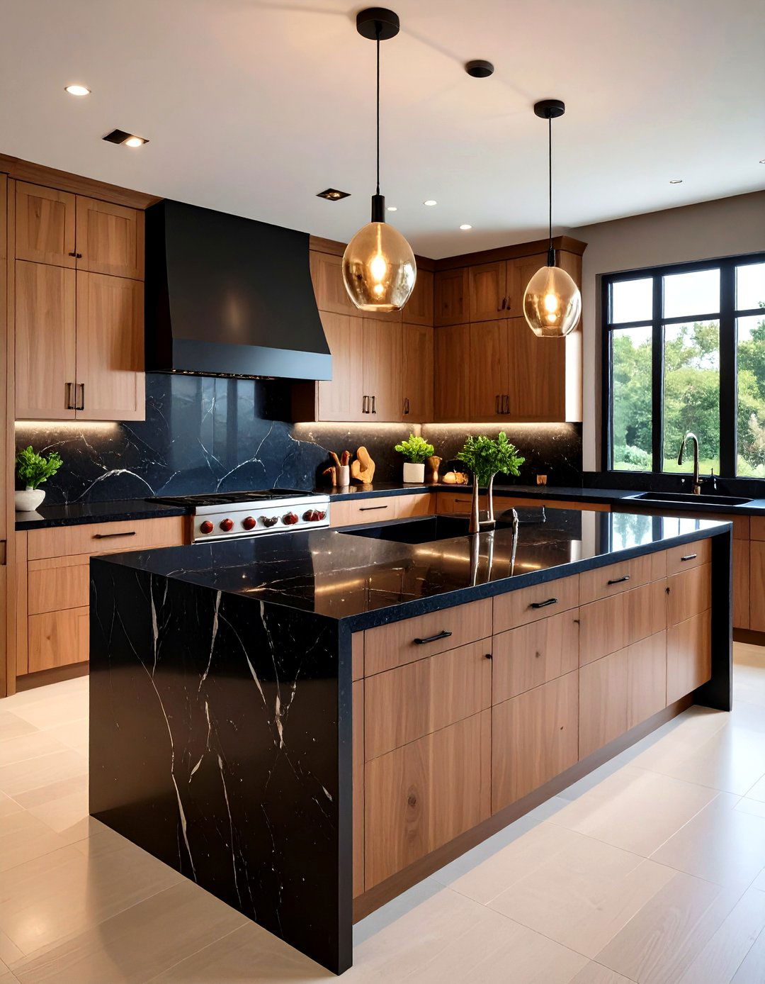 Polished Black Granite for Instant Drama - 20 Granite Kitchen Countertop Ideas