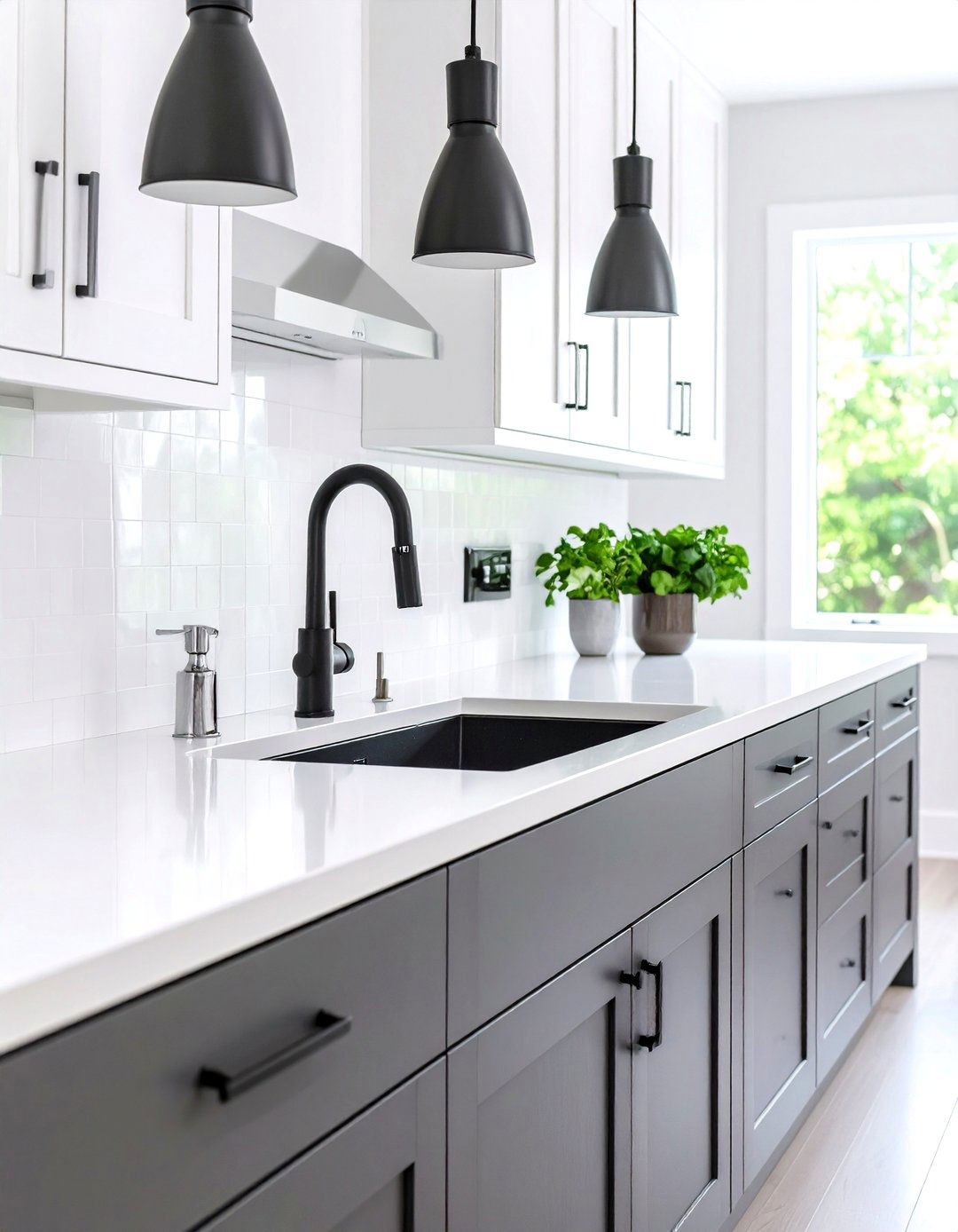 Polished Chrome Meets Matte Black - 20 Grey and White Kitchen Ideas