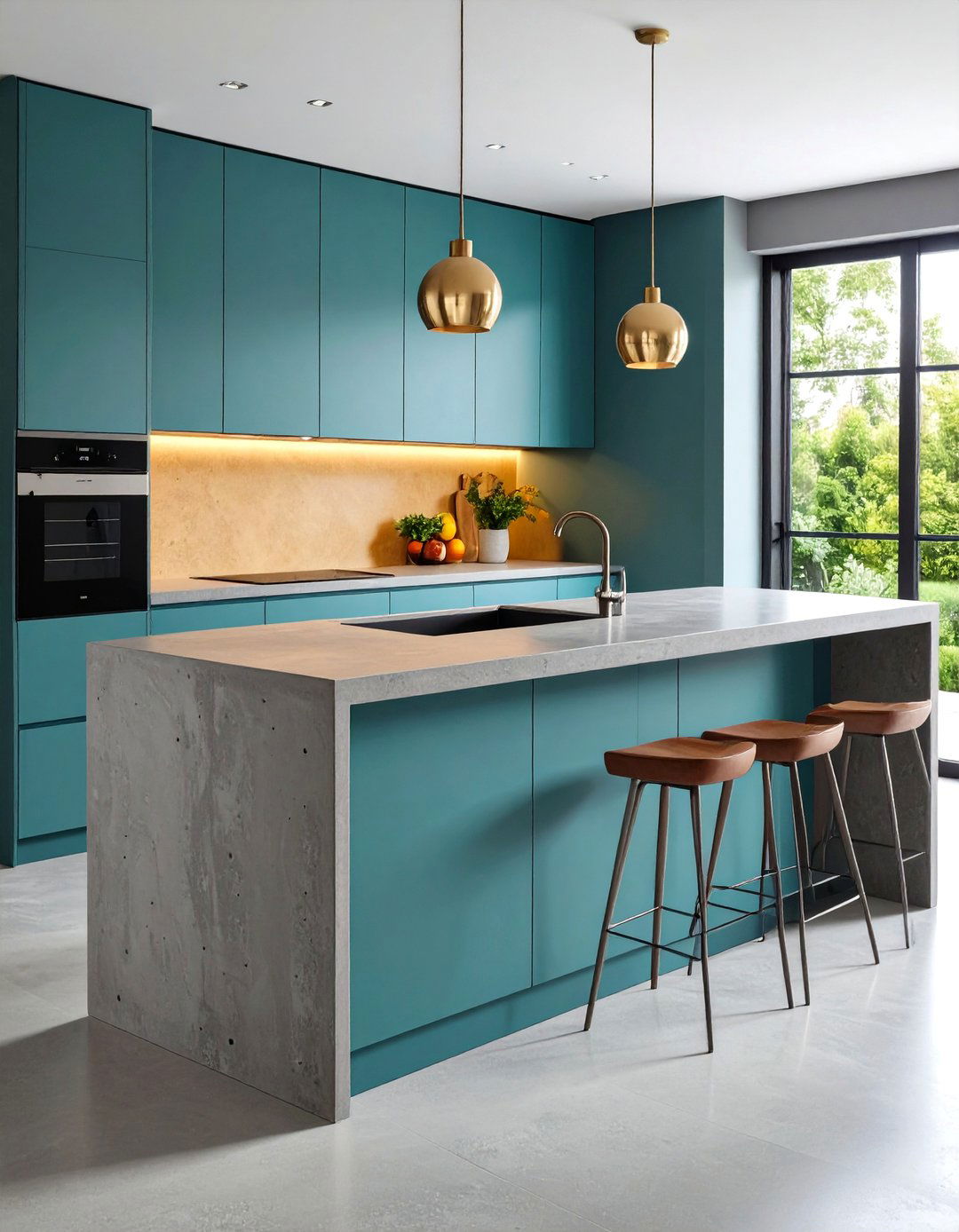 Polished Concrete Countertop with Integrated Sink - 20 Concrete Countertop Ideas