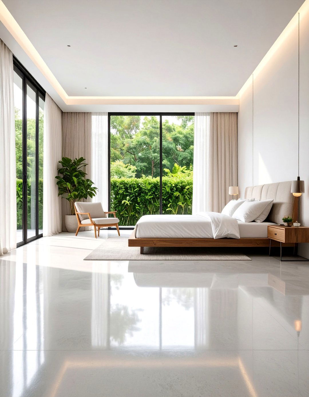 Polished Concrete Floor Bedroom with Reflective Finish - 20 Concrete Floor Bedroom Ideas