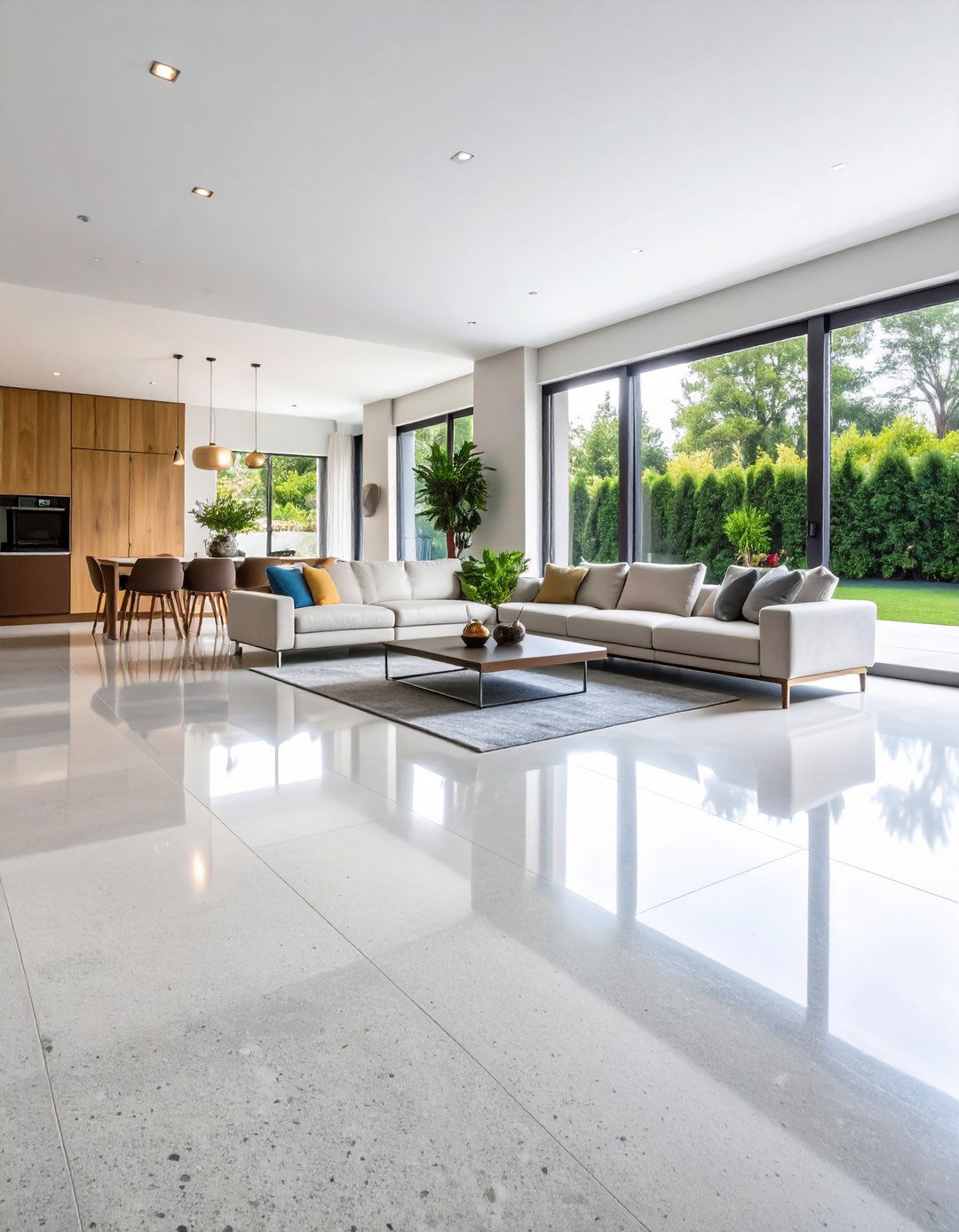 Polished Concrete Floors with High Gloss Finish - 20 Concrete Floor Design Ideas