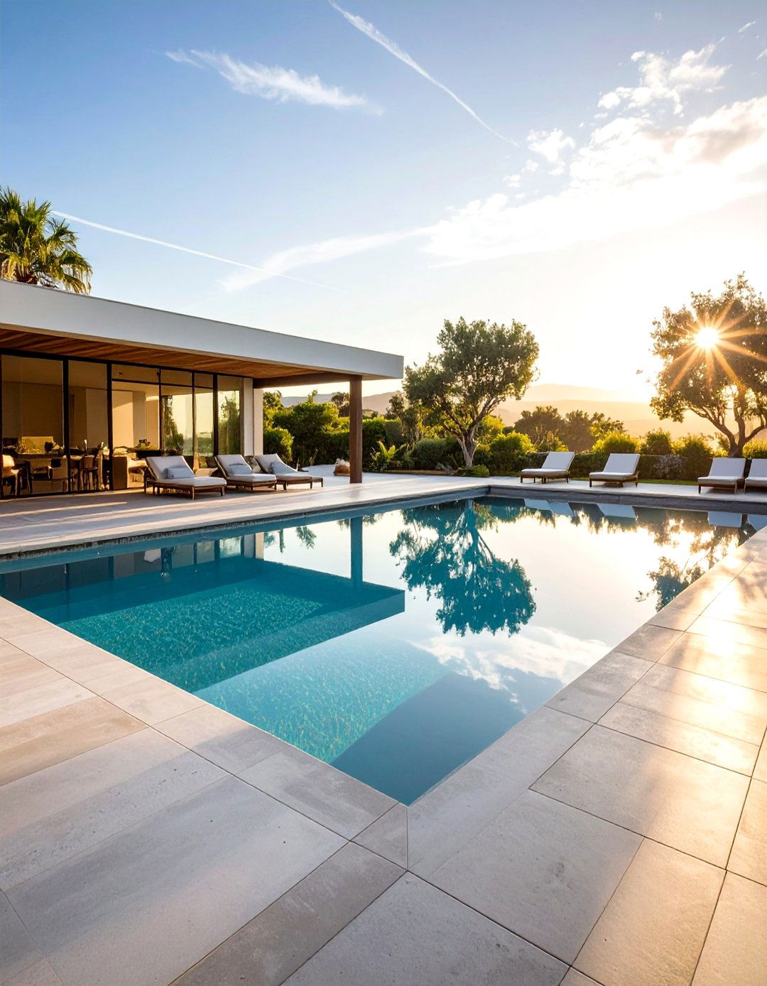 Polished Concrete Pool Deck with Minimalist Appeal - 20 Concrete Pool Deck Ideas