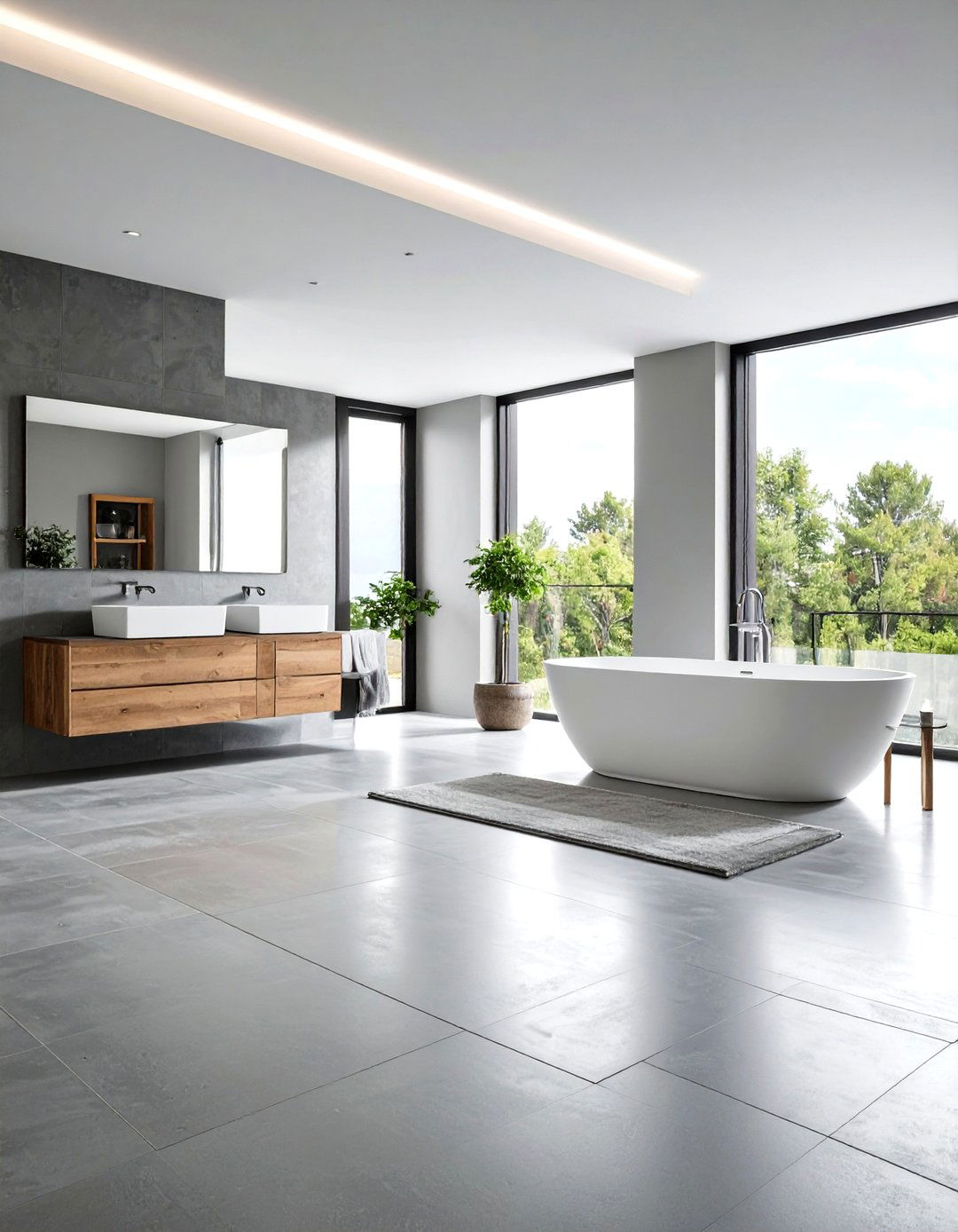 Polished Concrete for Modern Minimalism - 20 Gray Floor Bathroom Ideas