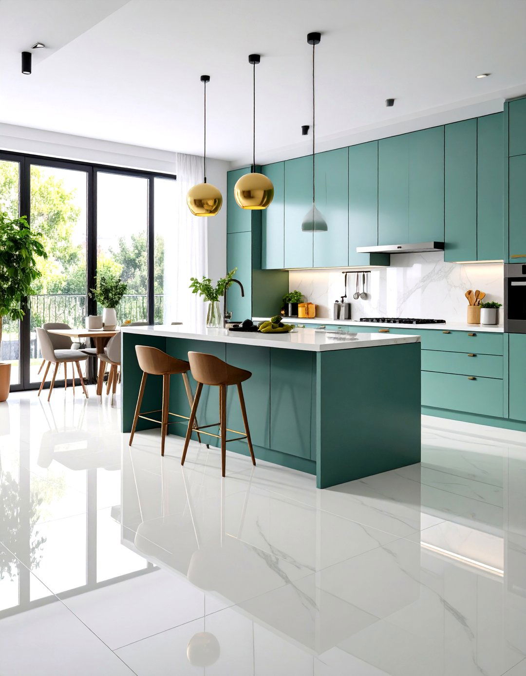 Polished Porcelain Kitchen Floor Tile Sophistication - 20 Kitchen Floor Tile Ideas